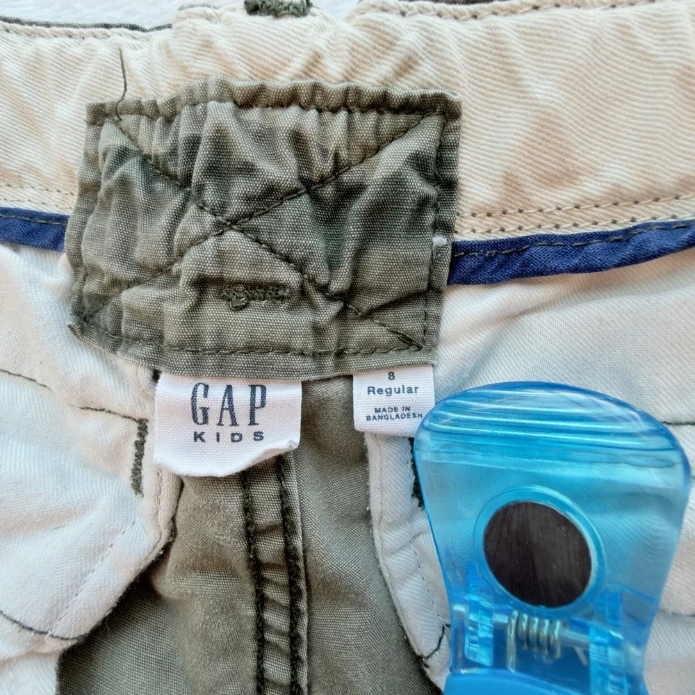 GAP Cargo Shorts Boys 8 Green Camo Excellent Adjustable Waist Utility Gorpcore